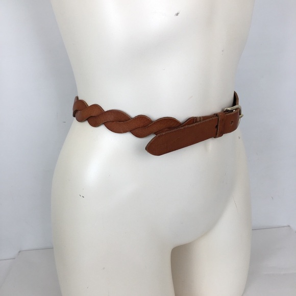 Women’s Thin Brown Twisted Braided Leather Belt Preppy - Picture 8 of 8